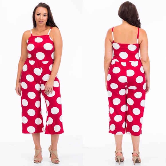 Pants - Plus Size - Polka Dot Jumpsuit